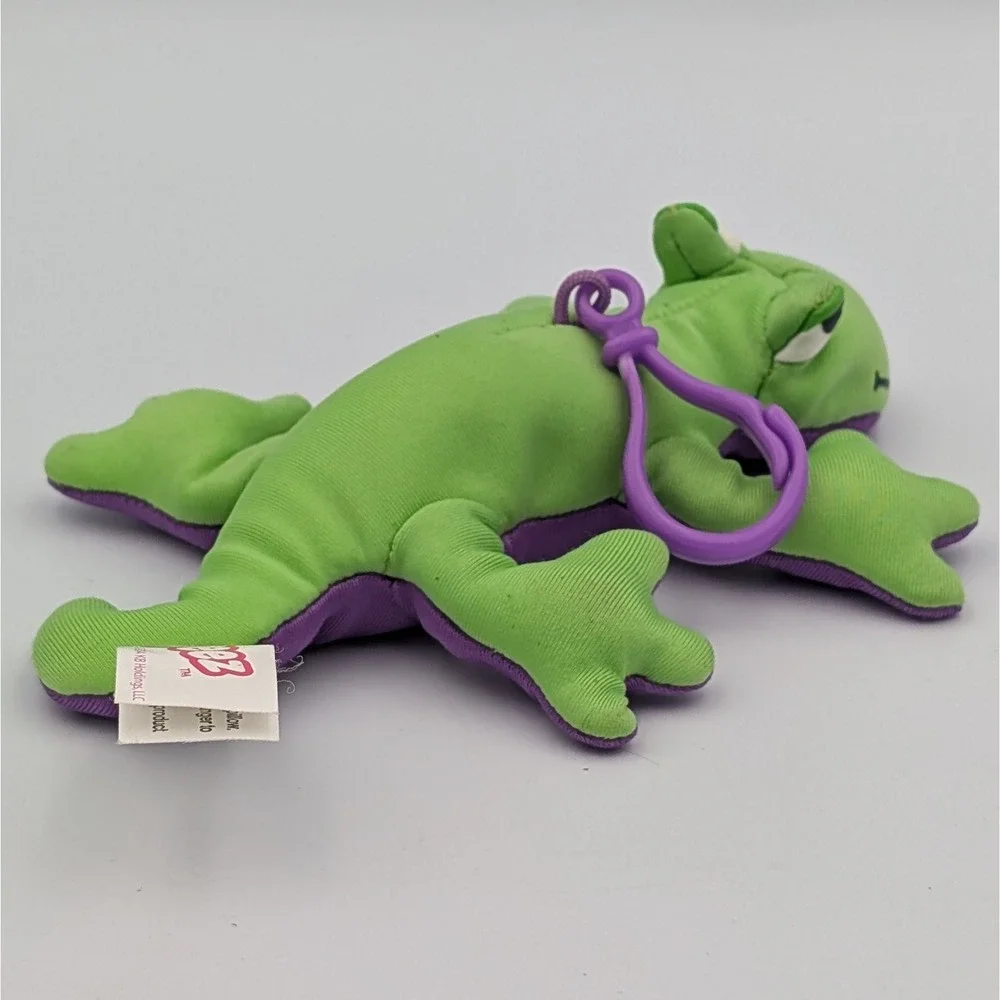 Snugeez Green Lizard Plush Clip Vintage 2004 Microbead Gecko Backpack Keychain